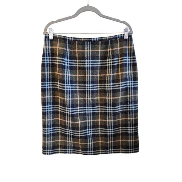 Women's Vintage Hillard & Hanson Wool Blend Plaid Skirt Size 14 - Picture 1 of 4